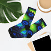 Zoanthids by Christina Blue and Green Zoanthid Garden DTG Socks