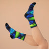 Zoanthids by Christina Blue and Green Zoanthid Garden DTG Socks