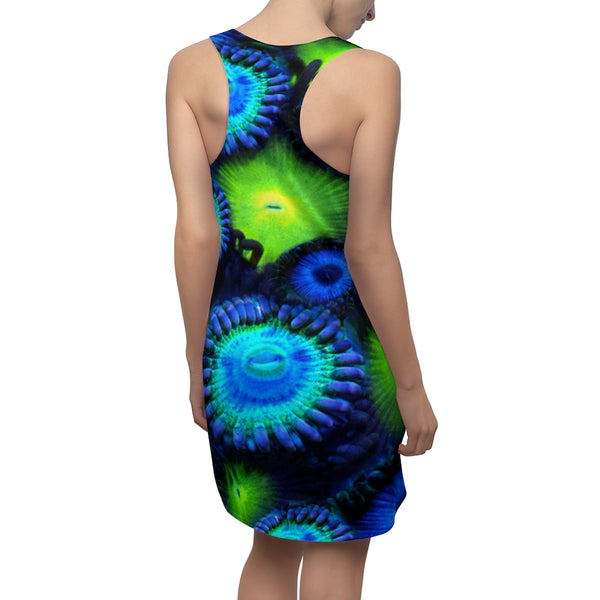 Zoanthids by Christina Blue and Green Zoanthid Garden Women's Racerback Dress