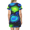 Zoanthids by Christina Blue and Green Zoanthid Garden T-Shirt Dress