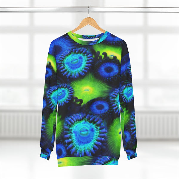 Zoanthids by Christina Blue and Green Zoanthid Garden Unisex Sweatshirt