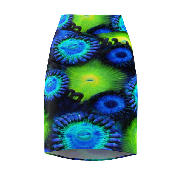 Zoanthids by Christina Blue and Green Zoanthid Garden Women's Pencil Skirt