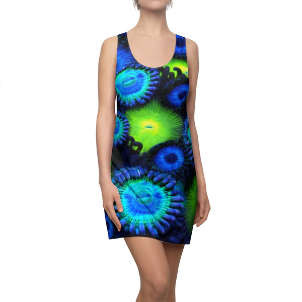 Zoanthids by Christina Blue and Green Zoanthid Garden Women's Racerback Dress