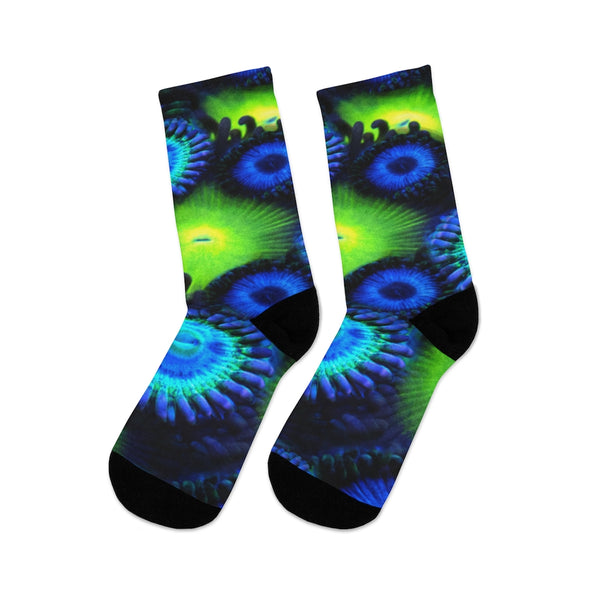 Zoanthids by Christina Blue and Green Zoanthid Garden DTG Socks