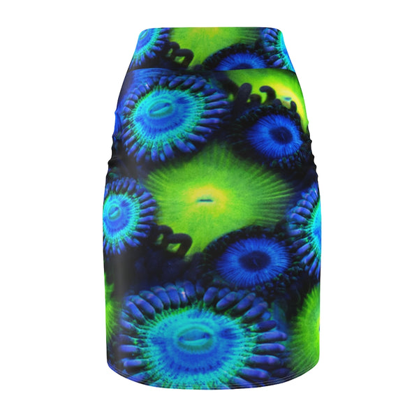 Zoanthids by Christina Blue and Green Zoanthid Garden Women's Pencil Skirt