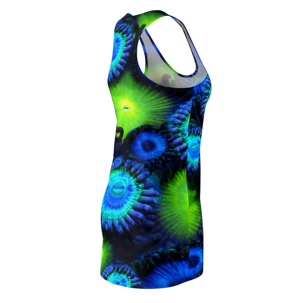 Zoanthids by Christina Blue and Green Zoanthid Garden Women's Racerback Dress