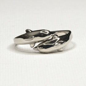 Silver Double Hugs-Dolphin Ring