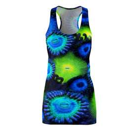 Zoanthids by Christina Blue and Green Zoanthid Garden Women's Racerback Dress