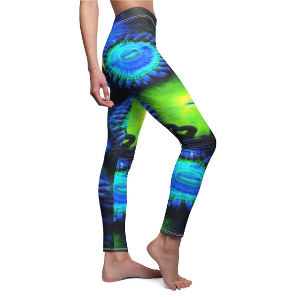 Zoanthids by Christina Blue and Green Zoanthid Garden Women's Casual Leggings