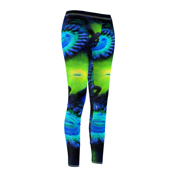 Zoanthids by Christina Blue and Green Zoanthid Garden Women's Casual Leggings