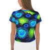 Zoanthids by Christina Blue and  Green Zoanthid Garden Crop Tee