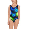 Zoanthids by Christina Blue and Green Zoanthid Garden Kids Swimsuit