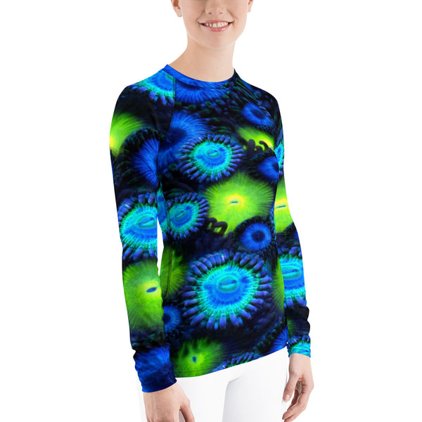 Zoanthids by Christina Neon Zoa Garden Women's Rash Guard