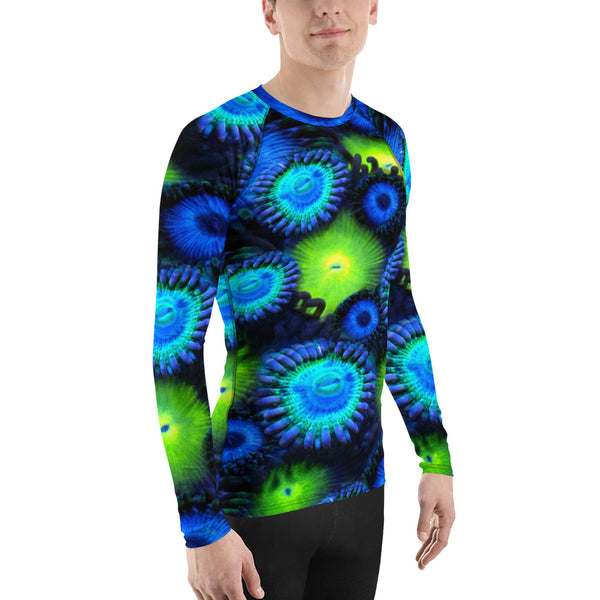 Zoanthids by Christina Blue and Green Zoanthid Garden Men's Rash Guard