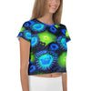 Zoanthids by Christina Blue and  Green Zoanthid Garden Crop Tee