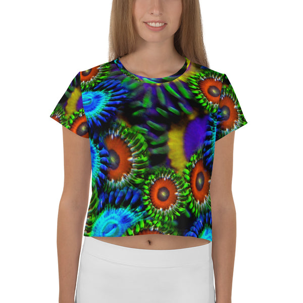 Zoanthids by Christina Multi Colored Zoanthid Garden Crop Tee