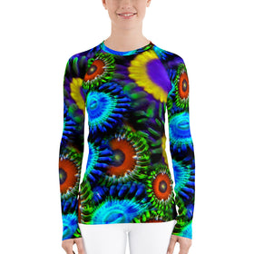 Zoanthids by Christina Multi Colored Zoanthid Garden Women's Rash Guard