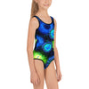 Zoanthids by Christina Blue and Green Zoanthid Garden Kids Swimsuit