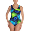 Zoanthids by Christina Blue and Green Zoanthid Garden One-Piece Swimsuit