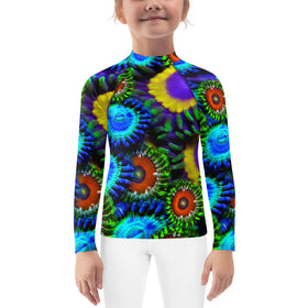 Zoanthids by Christina Multi Colored Zoanthid Garden Kids Rash Guard