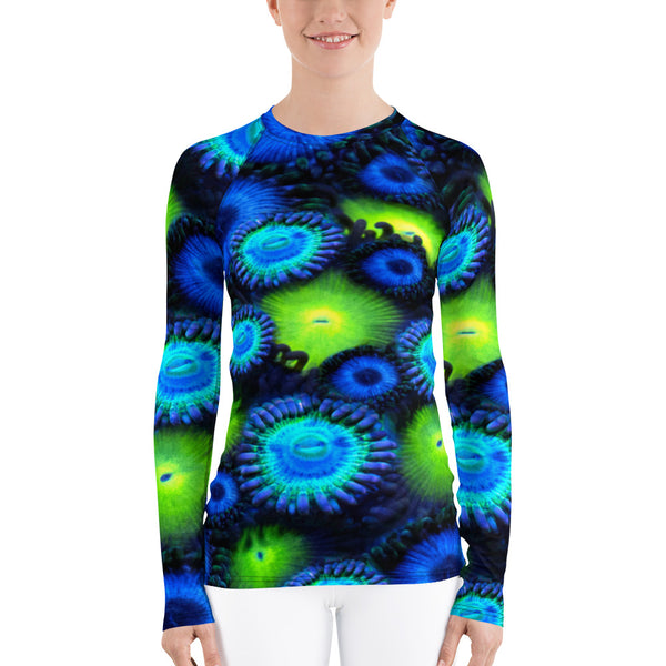 Zoanthids by Christina Neon Zoa Garden Women's Rash Guard