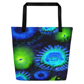 Blue and Green Zoanthid Garden Beach Bag